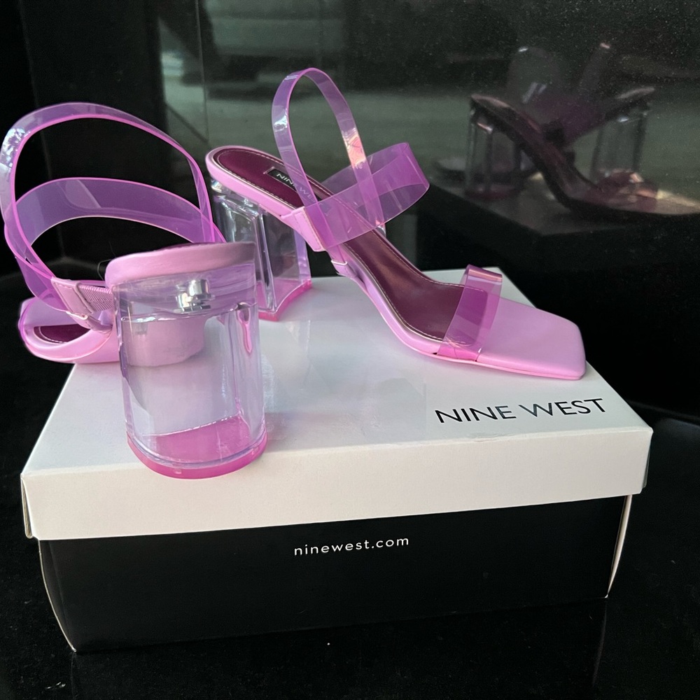 Nine West light pink color translucent high heels sandals